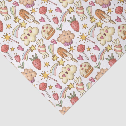 Yummy Leckereien and Rainbows Pattern Seidenpapier (Ausschnitt)