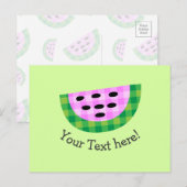Yummy Neon Kariert Watermelon Slice Icon Postkarte (Vorne/Hinten)