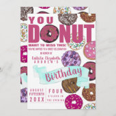 Yummy Niedlich Pink Aquamarin Donuts Wasserfarbe G Einladung (Vorne/Hinten)