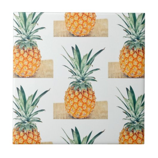 Yummy Pale Pastel Ananas Print Fruit Fliese (Vorderseite)