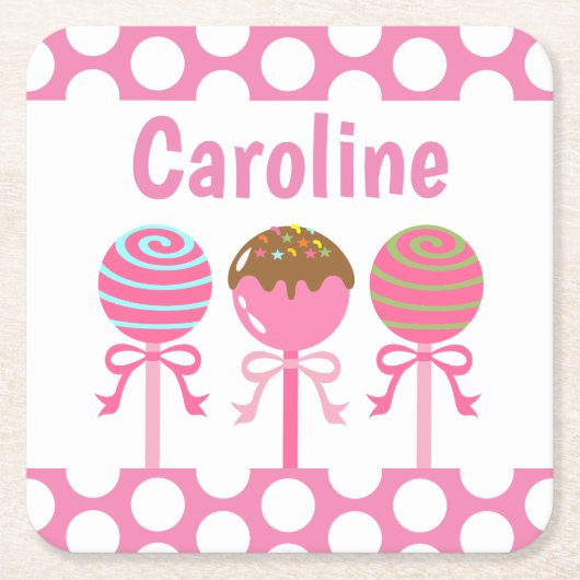 Yummy Pink Cake Pops Paper Untersetzer (Vorderseite)