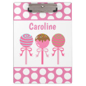 Yummy Pink Cake Pops Personalisiert Zwischenablage Klemmbrett (Vorderseite)