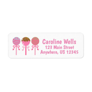 Yummy Pink Cake Pops Rücksendeadressen-Aufkleber