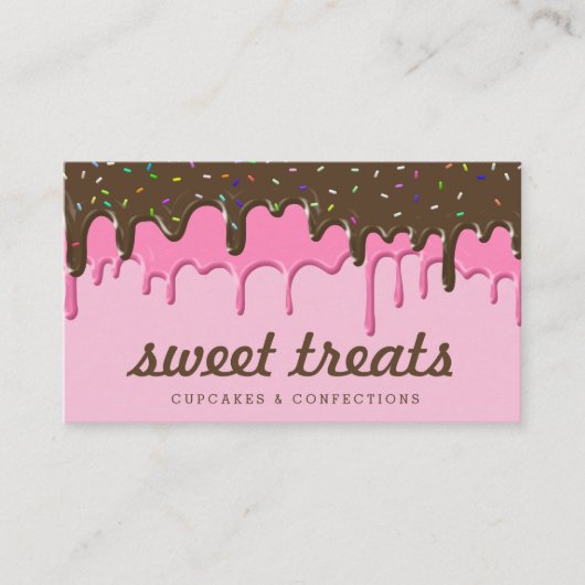 Yummy Pink Cupcake Icing Ice Creme Tropfen Visitenkarte (Vorderseite)