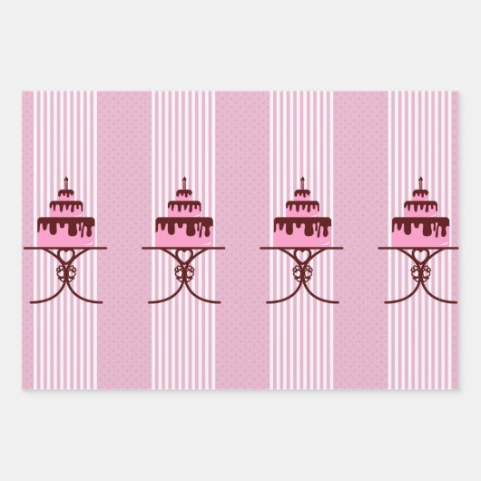 Yummy pink Kuchen mädchenhaft köstliche Leckereien Geschenkpapier Set (Vorderseite 3)