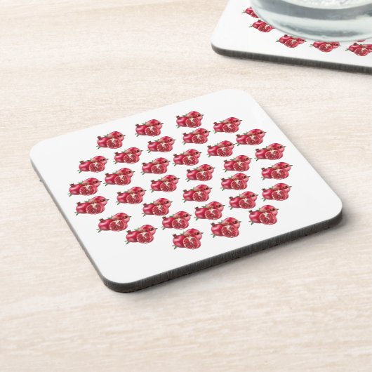 Yummy Pomegranate, harter Kunststoff-Untersetzer Getränkeuntersetzer (Linke Seite)