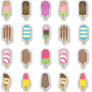 Yummy Popsicle Ice Cream Assortiment Aufkleber