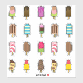Yummy Popsicle Ice Cream Assortiment Aufkleber