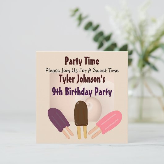 Yummy Popsicle Invitations Einladung (Stehend Vorderseite)