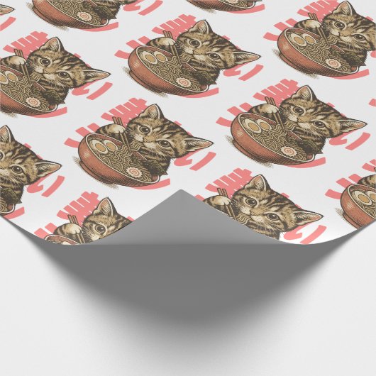 Yummy Ramen Kitten Geschenkpapier (Ecke)
