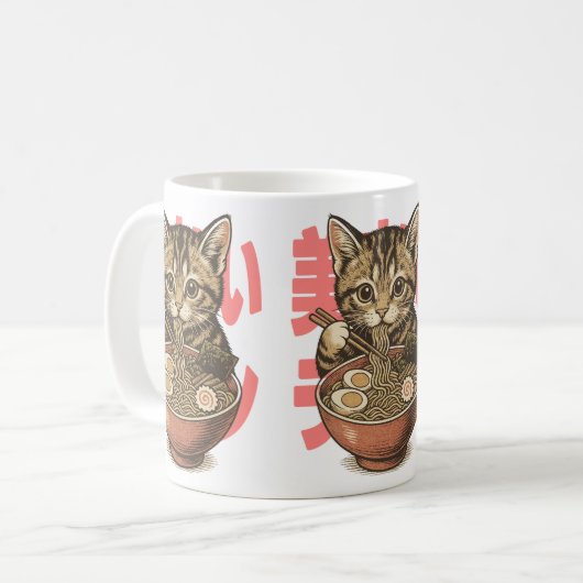 Yummy Ramen Kitten Kaffeetasse (Vorderseite Links)