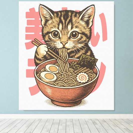Yummy Ramen Kitten Leinwanddruck (Insitu (Holzboden))
