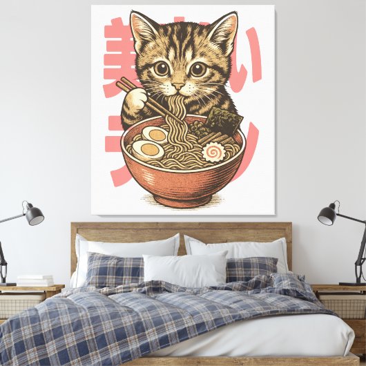 Yummy Ramen Kitten Leinwanddruck (Insitu (Schlafzimmer))