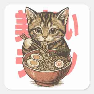 Yummy Ramen Kitten Sticker
