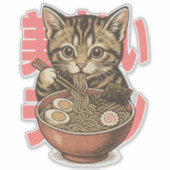 Yummy Ramen Kitten Vinyl Sticker (Vorderseite)