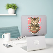 Yummy Ramen Kitten Vinyl Sticker (Laptop auf Schreibtisch)