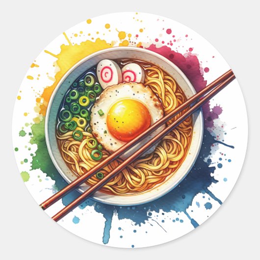 Yummy Ramen Noodles und Chopsticks Runder Aufkleber (Vorderseite)