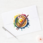 Yummy Ramen Noodles und Chopsticks Runder Aufkleber (Umschlag)