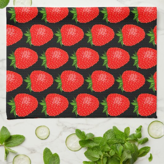 Yummy Red Strawberry World Funky Pattern Geschirrtuch (Gefaltet)