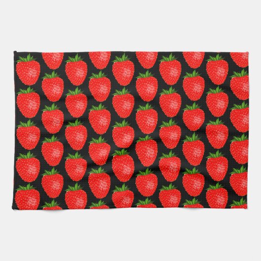 Yummy Red Strawberry World Funky Pattern Geschirrtuch (Horizontal)