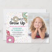 Yummy Scrummy 'Donut Grow Up' Foto Kindergeburtsta Einladung (Vorderseite)