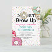 Yummy Scrummy 'Donut Grow Up' Kindergeburtstag Einladung (Stehend Vorderseite)