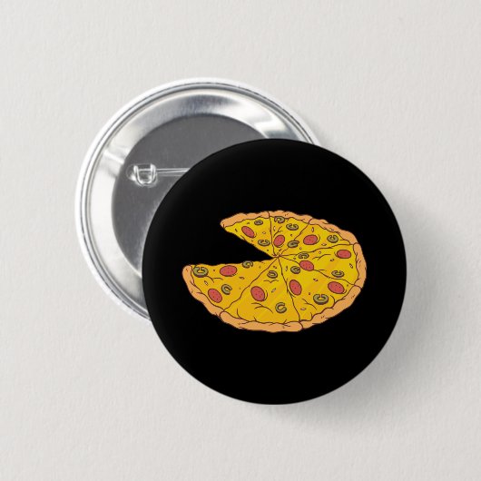 Yummy Sliced Pizza Cartoon Design Button (Vorne & Hinten)