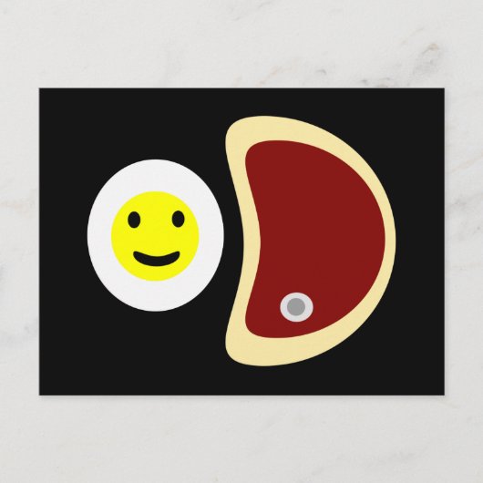 Yummy Steak und Eier Postkarte (Vorderseite)