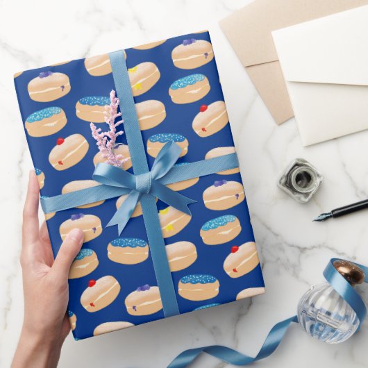 Yummy Sufganiyot Jelly Donuts Hanukkah Pattern Geschenkpapier (Schenken)