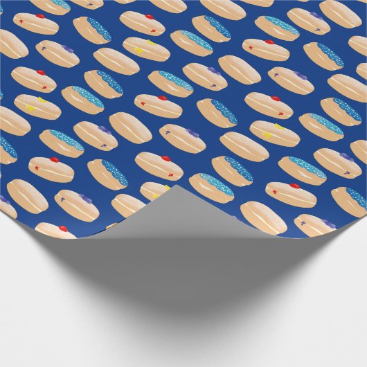 Yummy Sufganiyot Jelly Donuts Hanukkah Pattern Geschenkpapier (Ecke)