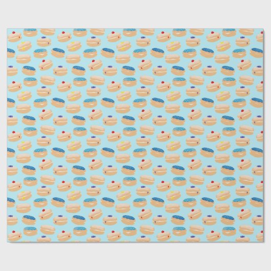 Yummy Sufganiyot Jelly Donuts Hanukkah Pattern Geschenkpapier (Flach)
