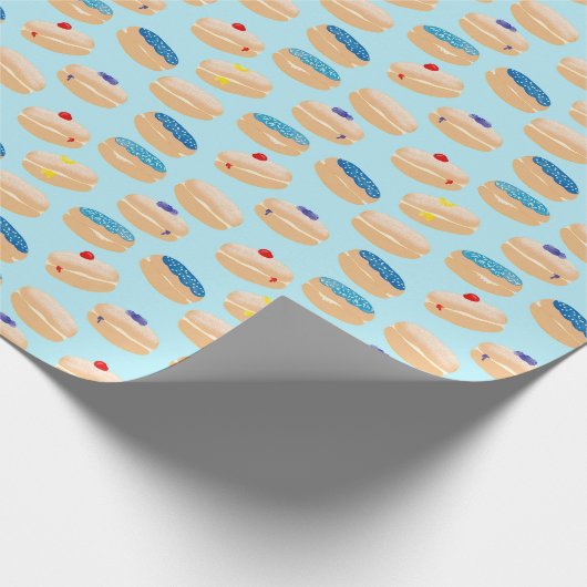 Yummy Sufganiyot Jelly Donuts Hanukkah Pattern Geschenkpapier (Ecke)