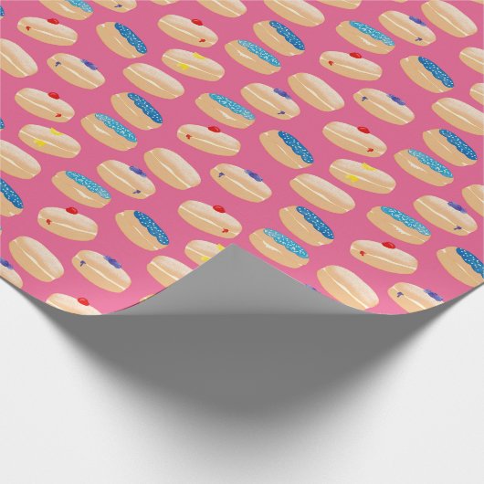 Yummy Sufganiyot Jelly Donuts Hanukkah Pattern Geschenkpapier (Ecke)