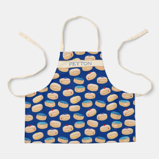 Yummy Sufganiyot Jelly Donuts Hanukkah Pattern Schürze (Vorderseite)
