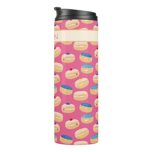 Yummy Sufganiyot Jelly Donuts Hanukkah Pattern Thermosbecher (Nach rechts gedreht)
