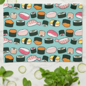 Yummy Sushi Fun Illustriertes Muster Handtuch (Gefaltet)