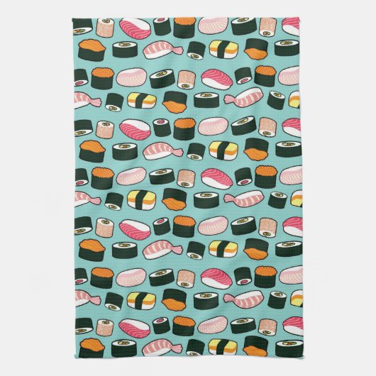 Yummy Sushi Fun Illustriertes Muster Handtuch (Vertikal)
