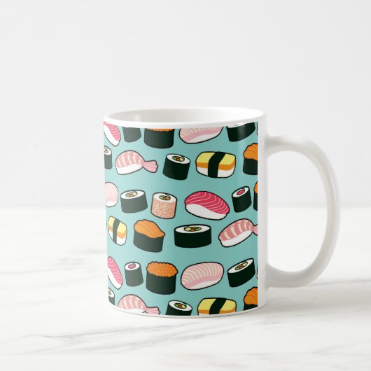Yummy Sushi Fun Illustriertes Muster Kaffeetasse (Rechts)