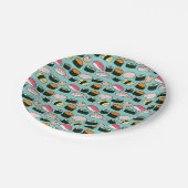 Yummy Sushi-Party-Spaß-illustriertes Muster Pappteller (Schrägansicht)