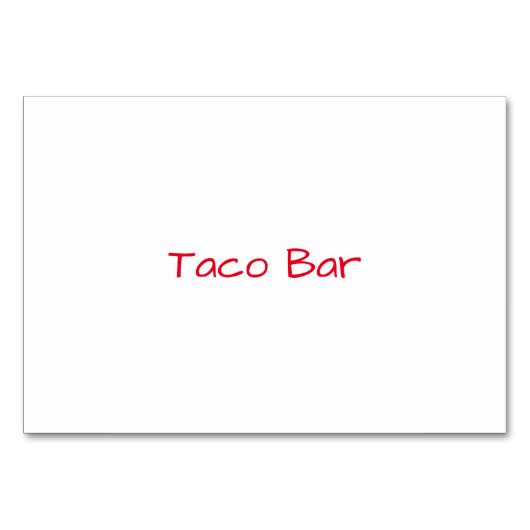 Yummy Taco Bar Tablecard Tischnummer (Rückseite)