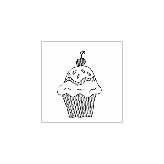 Yummy Whimsical Cupcake mit Cherry oben Gummistempel (Prägung)