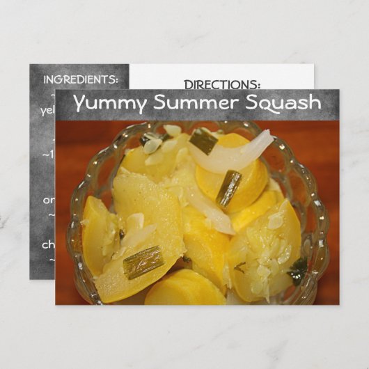 Yummy Yellow Squash Rezept Postkarte (Vorne/Hinten)