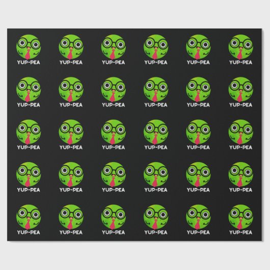 Yup-pea Funny Yuppie Veggie Pea Pun Dark BG Geschenkpapier (Flach)