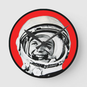 Yuri Gagarin, sowjetischer Held und Kosmonaut Runde Wanduhr
