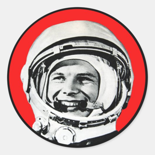 Yuri Gagarin, sowjetischer Held und Kosmonaut Runder Aufkleber (Vorderseite)
