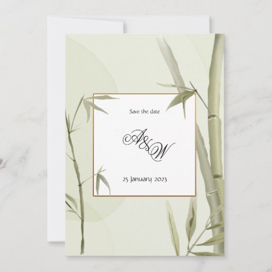 YUUP Bamboo Hochzeitsgrün zum Thema Save The Date (Vorderseite)