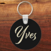 Yves whitegold Button Name Schlüsselanhänger (Vorderseite)