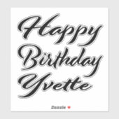 Yvette Name Vorname black Sticker Geburtstag (Blatt)