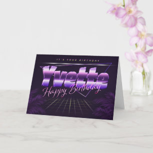 Yvette Name Vorname lila retro Karte Geburtstag