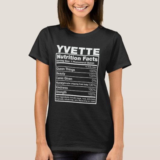 Yvette Nutrition Facts T-Shirt Yvette Name Birthda (Vorderseite)